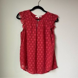 Loft pink floral ruffle sleeve tank Size: S NWT